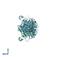 PDB entry 1sfn coloured by chain, side view.