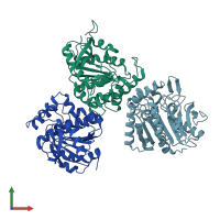 PDB entry 1sfr coloured by chain, front view.