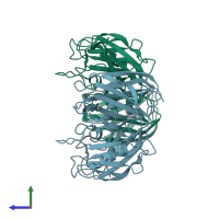 PDB entry 1sg3 coloured by chain, side view.