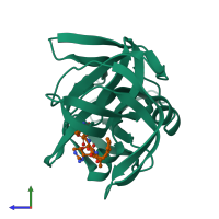 PDB entry 1sgc coloured by chain, side view.