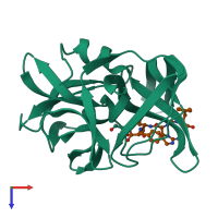 PDB entry 1sgc coloured by chain, top view.
