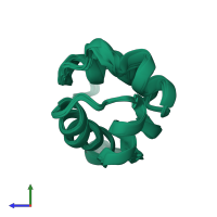 PDB entry 1sgg coloured by chain, ensemble of 10 models, side view.