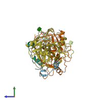 PDB entry 1sgi coloured by chain, side view.