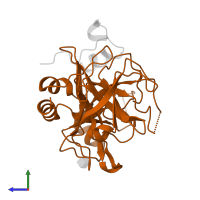 Thrombin heavy chain in PDB entry 1sgi, assembly 1, side view.