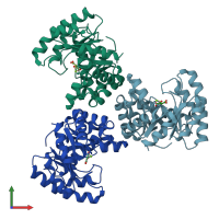 PDB entry 1sgj coloured by chain, front view.