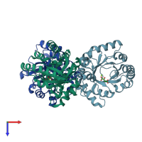 PDB entry 1sgj coloured by chain, top view.