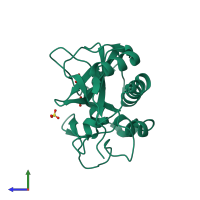 PDB entry 1sgl coloured by chain, side view.