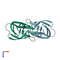 PDB entry 1sgu coloured by chain, top view.