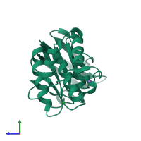 PDB entry 1sgw coloured by chain, side view.
