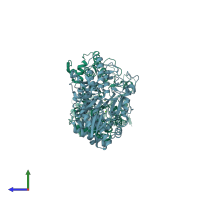 PDB entry 1sh3 coloured by chain, side view.