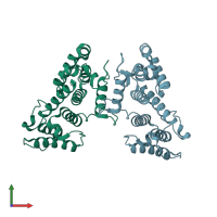 PDB entry 1sh5 coloured by chain, front view.