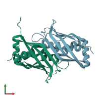 PDB entry 1sh8 coloured by chain, front view.