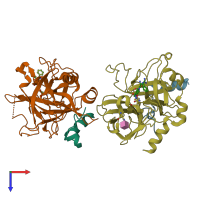 PDB entry 1shh coloured by chain, top view.