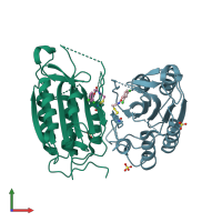 PDB entry 1shj coloured by chain, front view.