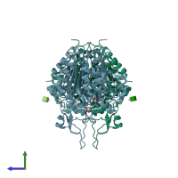 PDB entry 1shn coloured by chain, side view.