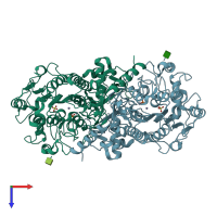 PDB entry 1shn coloured by chain, top view.