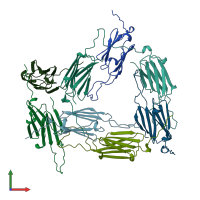 PDB entry 1shs coloured by chain, front view.