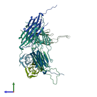 PDB entry 1shs coloured by chain, side view.