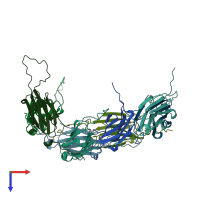 PDB entry 1shs coloured by chain, top view.