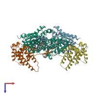 PDB entry 1shz coloured by chain, top view.