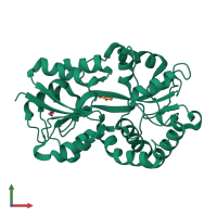 PDB entry 1si0 coloured by chain, front view.