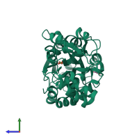 PDB entry 1si0 coloured by chain, side view.