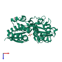 PDB entry 1si0 coloured by chain, top view.