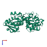 PDB entry 1si1 coloured by chain, top view.