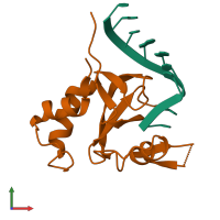 PDB entry 1si2 coloured by chain, front view.