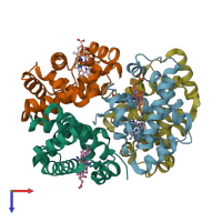 PDB entry 1si4 coloured by chain, top view.