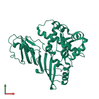 PDB entry 1si7 coloured by chain, front view.