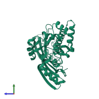 PDB entry 1si7 coloured by chain, side view.