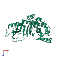 PDB entry 1si7 coloured by chain, top view.