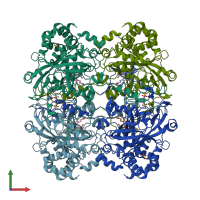 PDB entry 1si8 coloured by chain, front view.