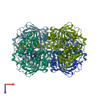 PDB entry 1si8 coloured by chain, top view.