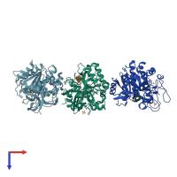 PDB entry 1sio coloured by chain, top view.