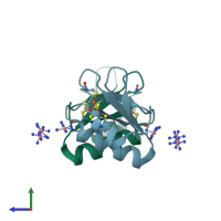 PDB entry 1sj1 coloured by chain, side view.