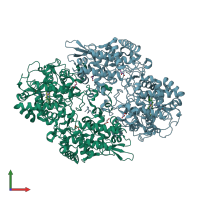 PDB entry 1sj2 coloured by chain, front view.