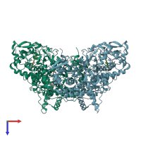 PDB entry 1sj2 coloured by chain, top view.