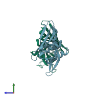 PDB entry 1sj5 coloured by chain, side view.