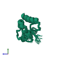 PDB entry 1sj6 coloured by chain, ensemble of 20 models, side view.