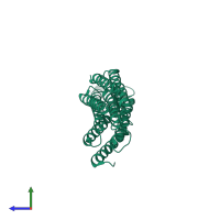 PDB entry 1sj8 coloured by chain, side view.