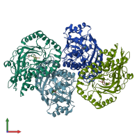 PDB entry 1sjb coloured by chain, front view.