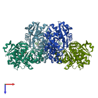 PDB entry 1sjb coloured by chain, top view.