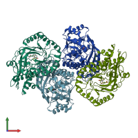 PDB entry 1sjd coloured by chain, front view.