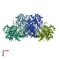 PDB entry 1sjd coloured by chain, top view.