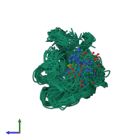 PDB entry 1sjg coloured by chain, ensemble of 20 models, side view.