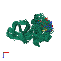 PDB entry 1sjg coloured by chain, ensemble of 20 models, top view.
