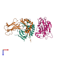 PDB entry 1sjh coloured by chain, top view.