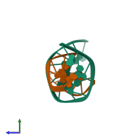 PDB entry 1sjk coloured by chain, side view.
